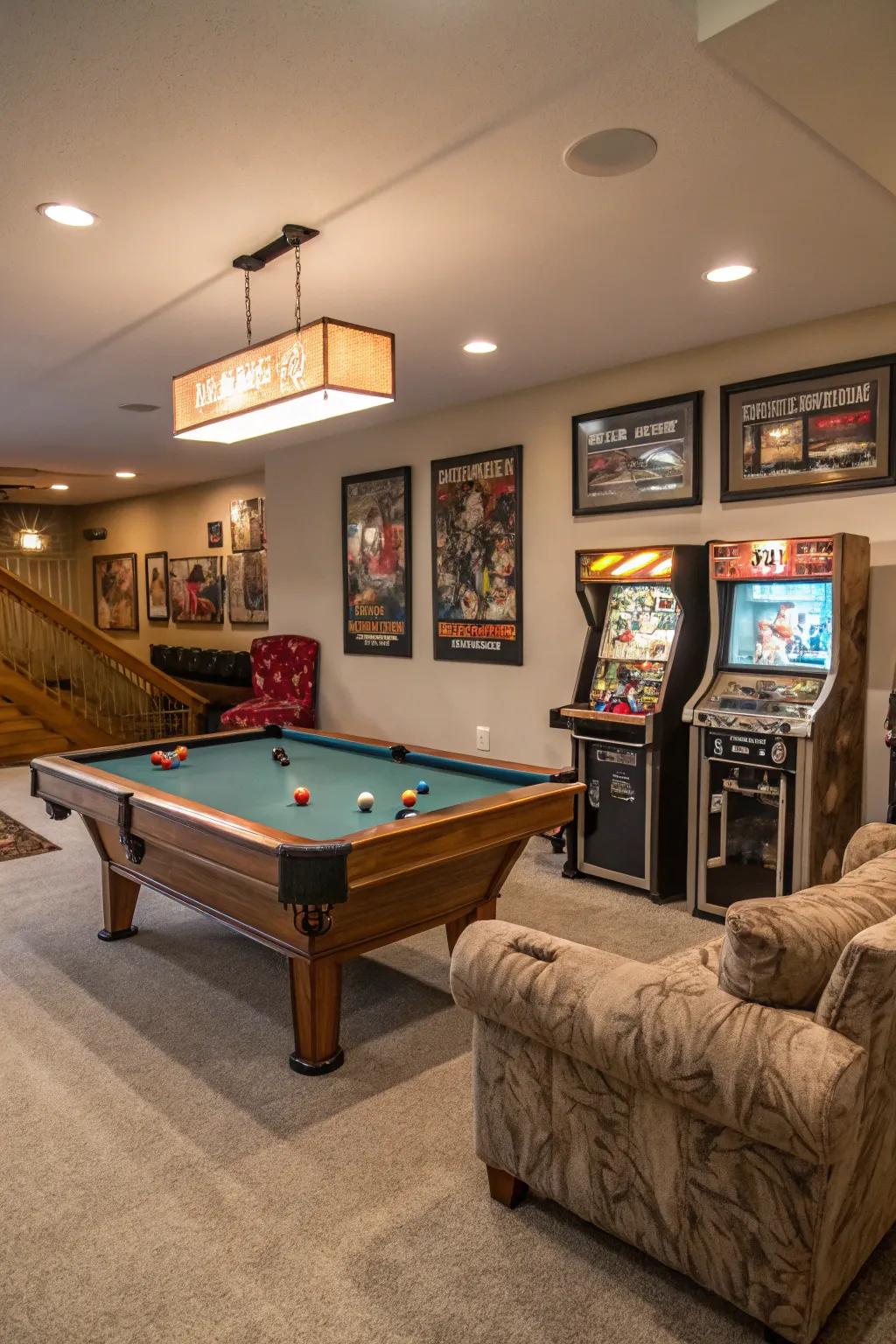 A game room designed to offer entertainment options for all.
