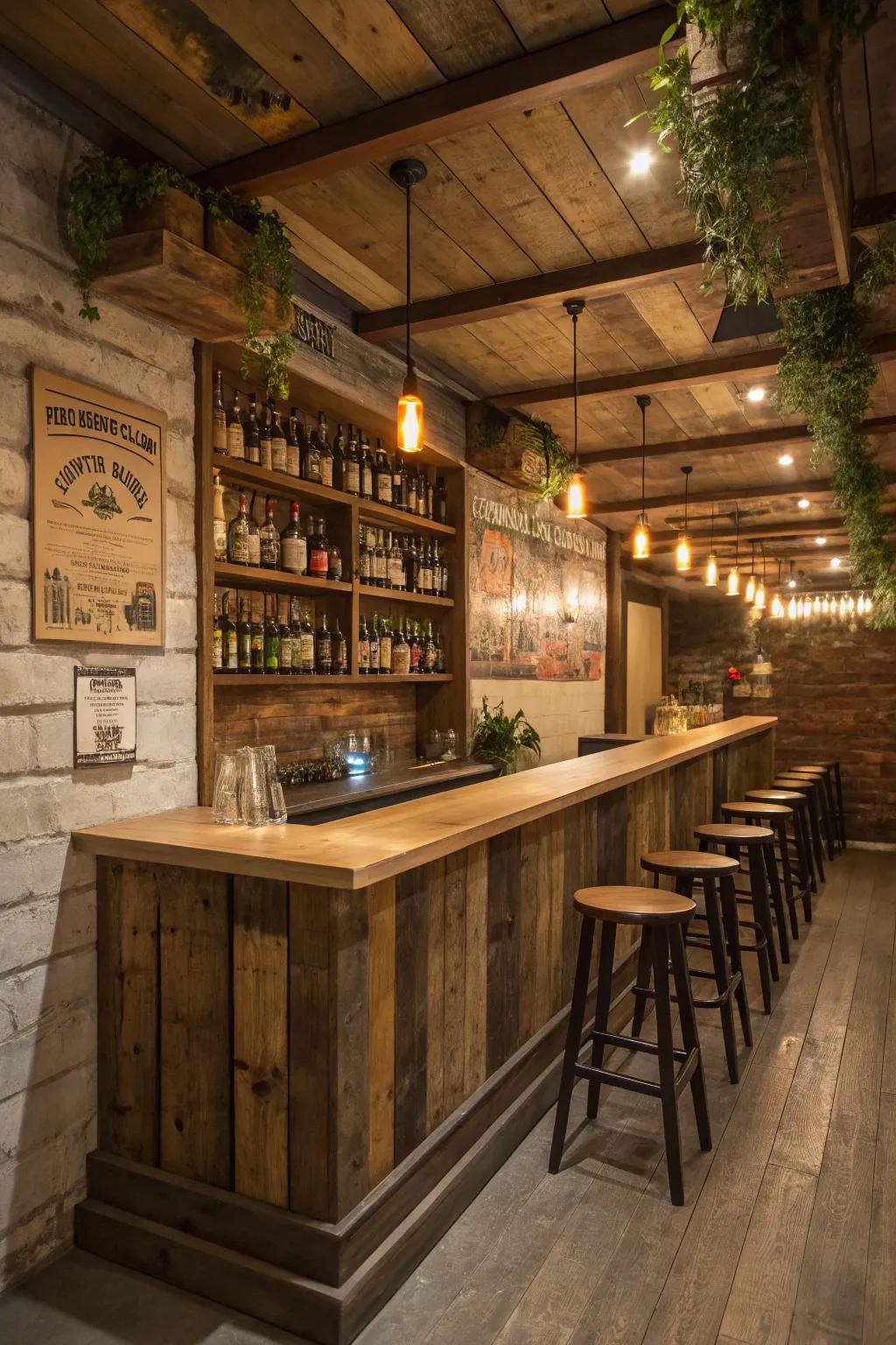 Recovered wood infuses down-to-earth appeal and warmth.