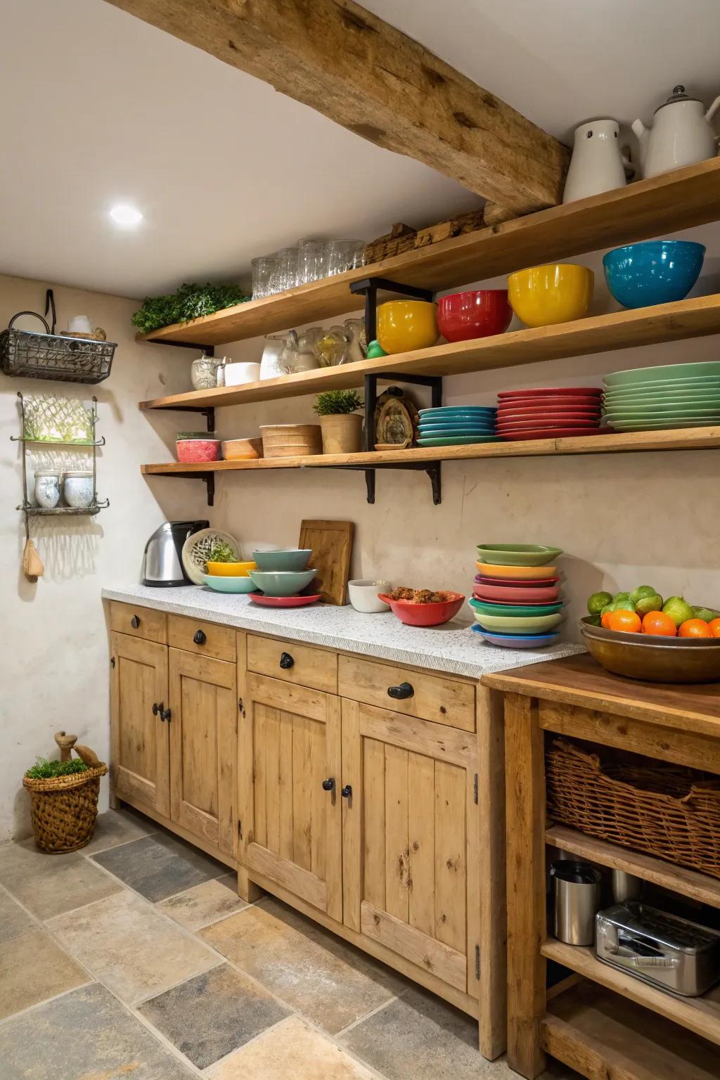 Open storage blends practicality with an opportunity to display your style.