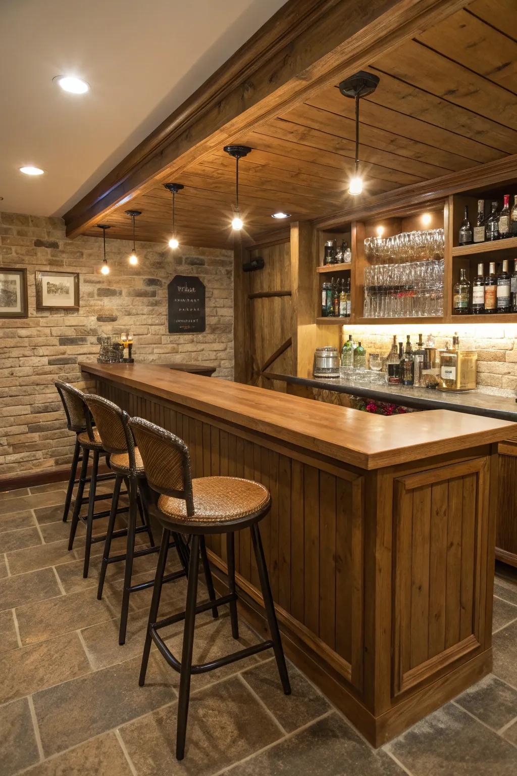 Enjoy stylish socializing with your own bar in the basement.