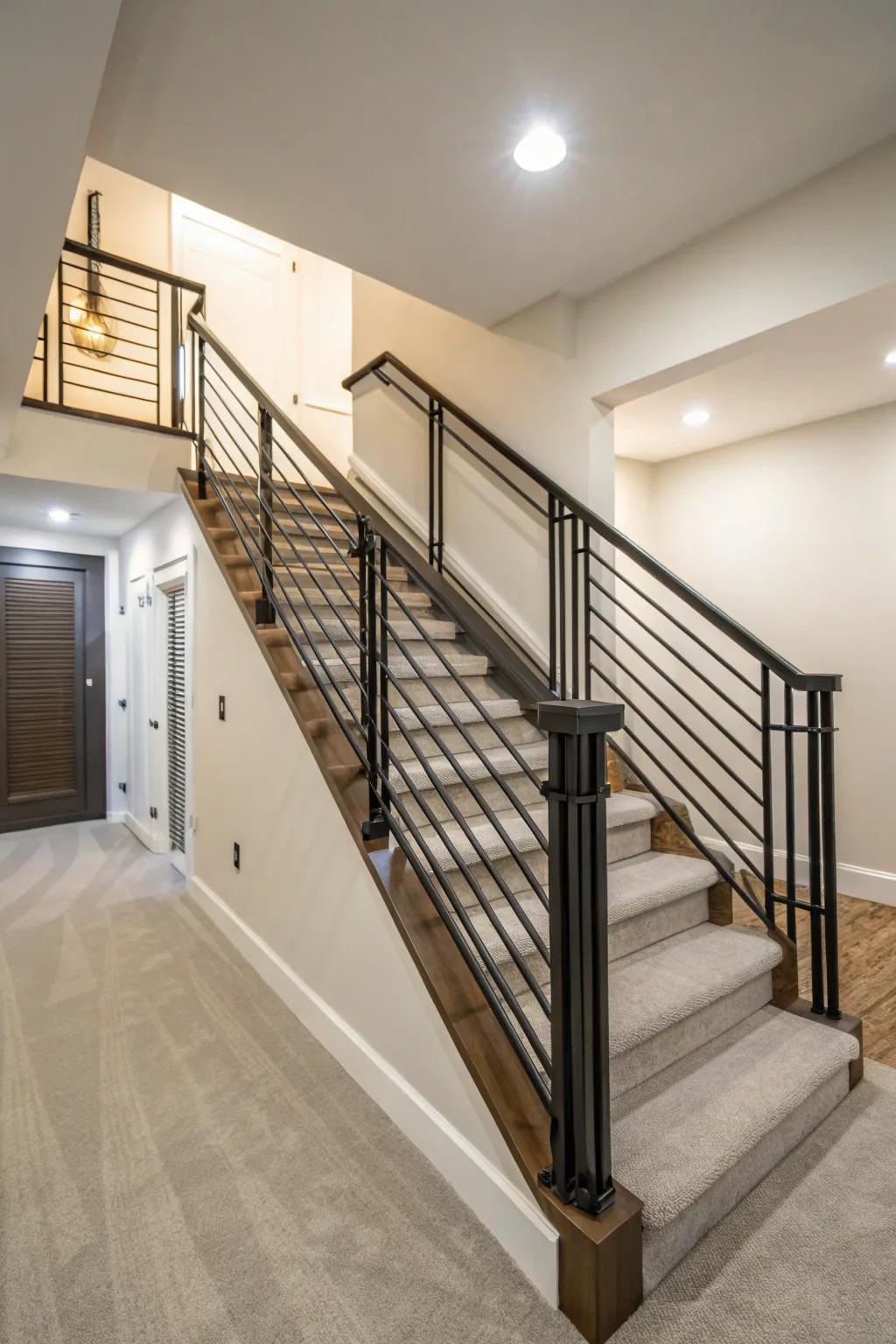 Open railings maintain sight lines and enhance modern aesthetics.