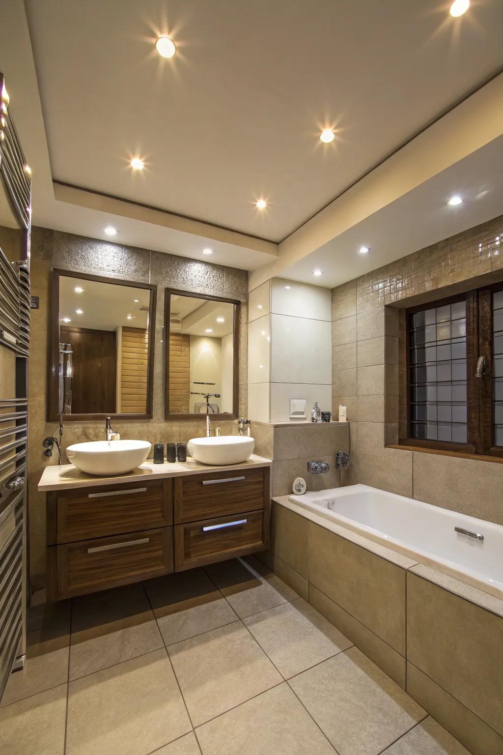 A minimalist method utilizing recessed lighting.