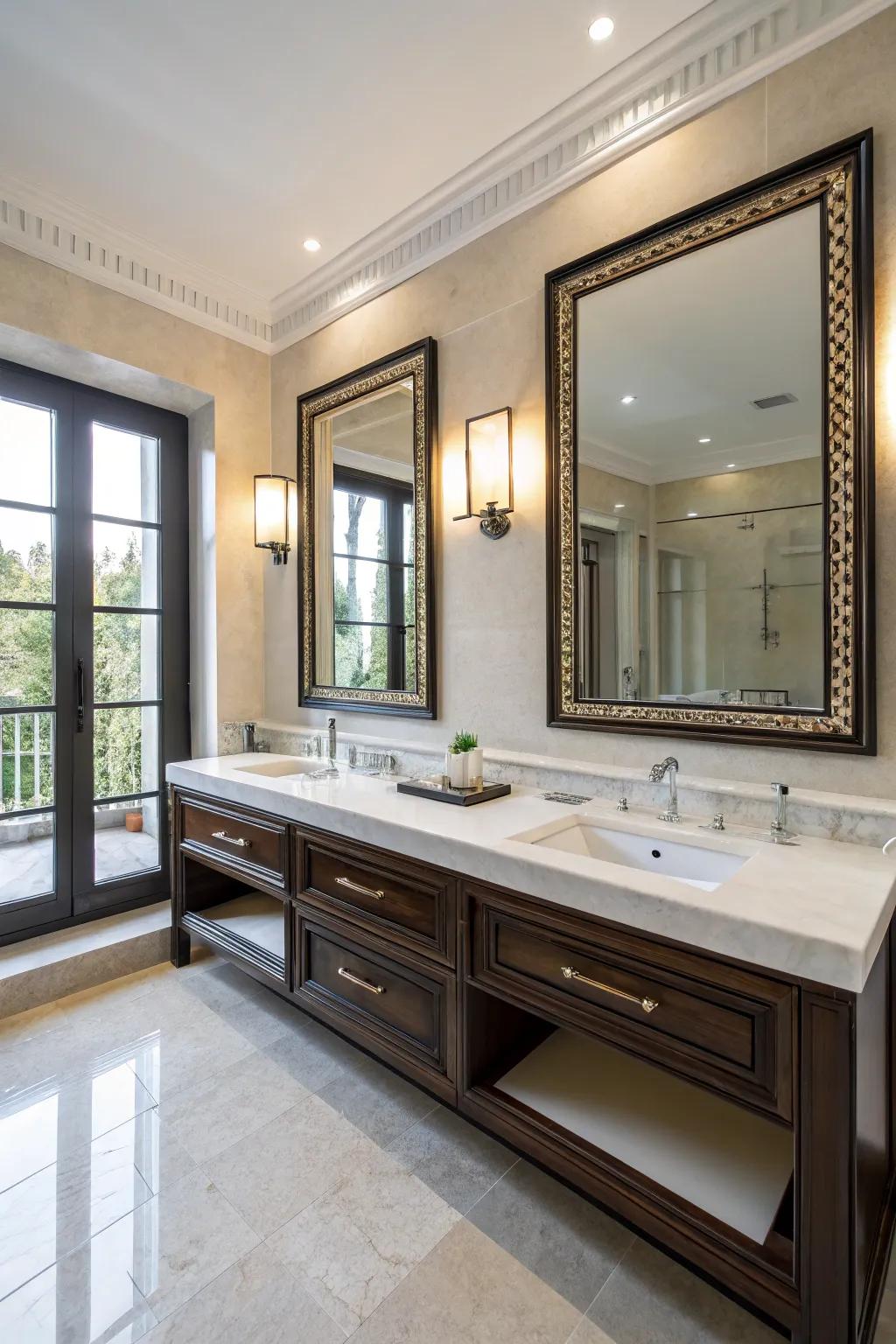 Dual sink setup for shared beauty and convenience.