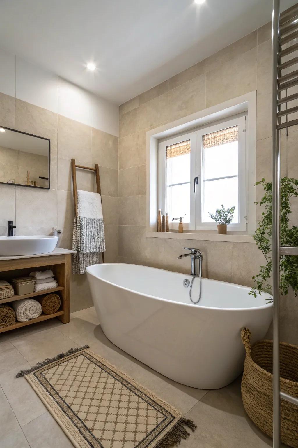 Find serenity with a minimalist bathtub design.