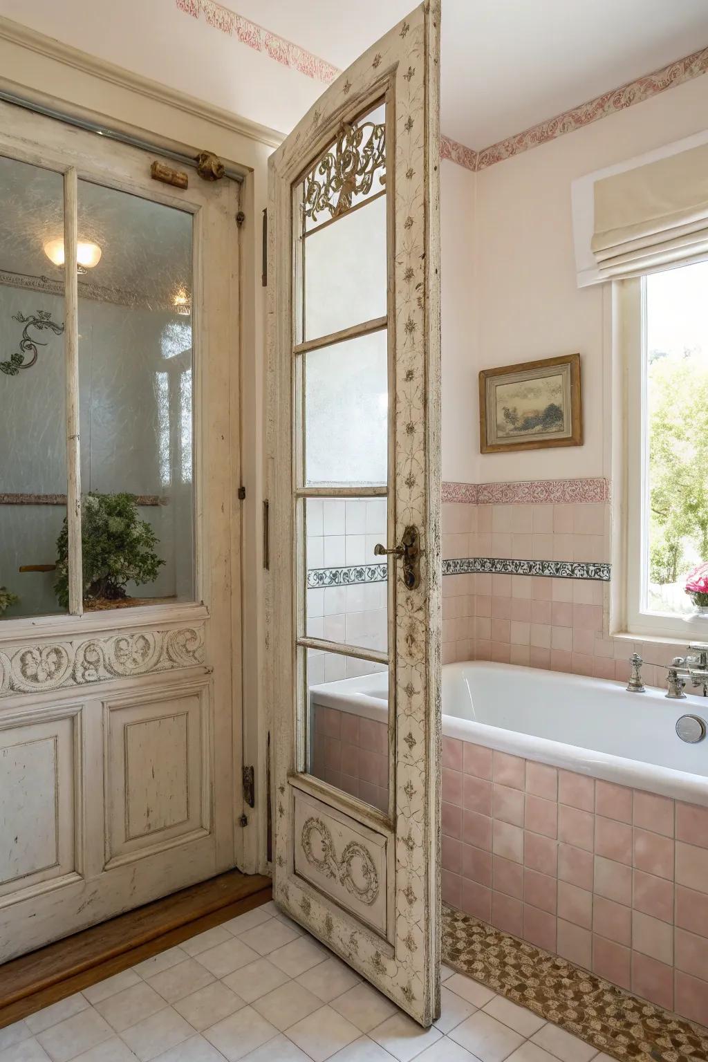 Framed glass doors imbue a timeless allure into any bathroom.