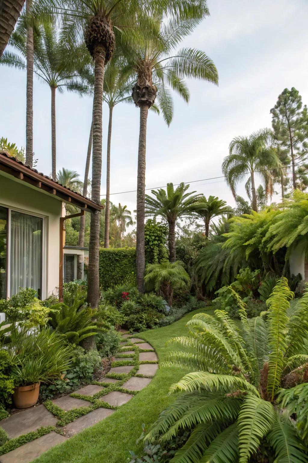 Exotic greenery and leafy plants can make your yard a tropical getaway.