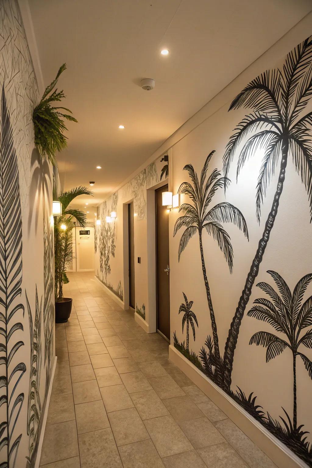 Turn your hallway into a tropical escape with palm tree silhouettes.