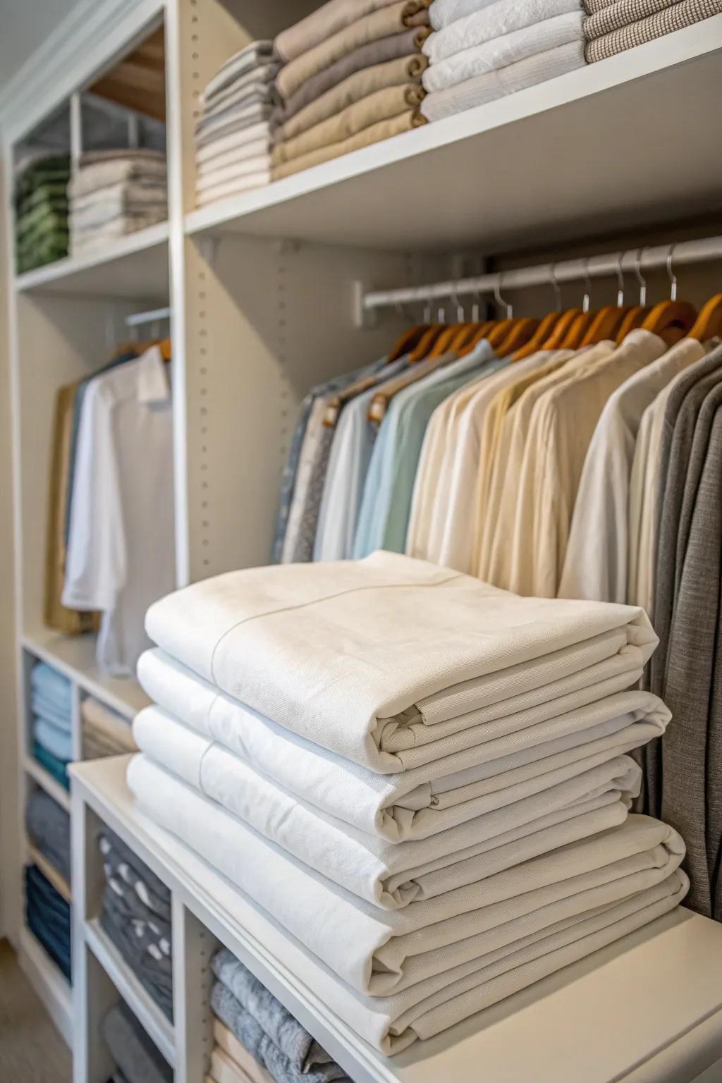 Tidy, folded sheets convey a sense of calm and refinement.