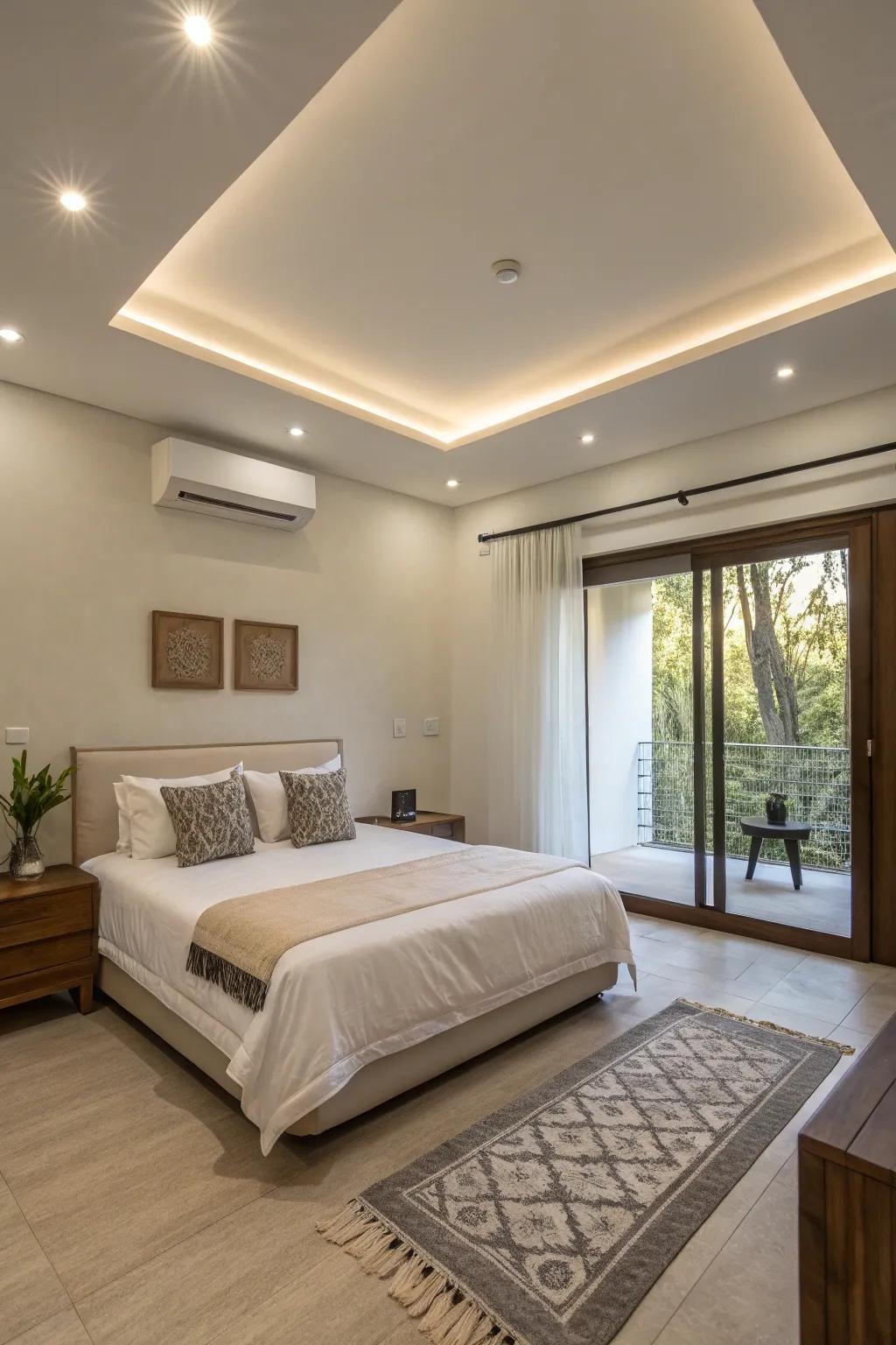 Integrated lights offer a smooth, minimalist ambiance.