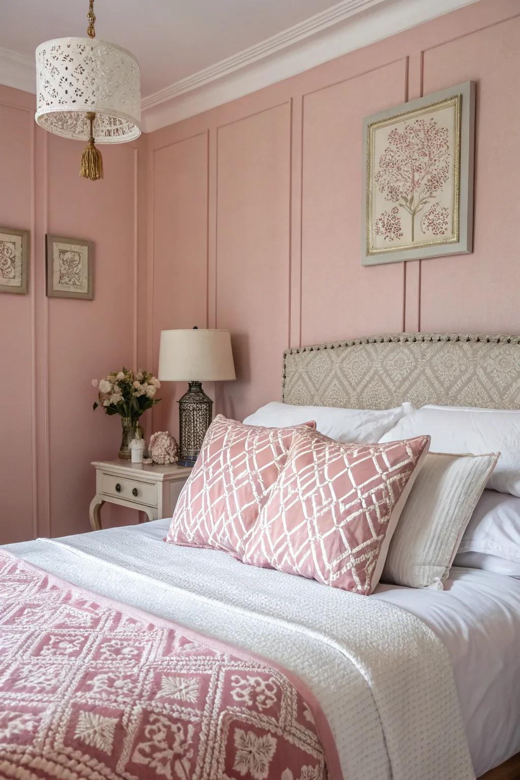 Saturate your setting with cozy pink shades.