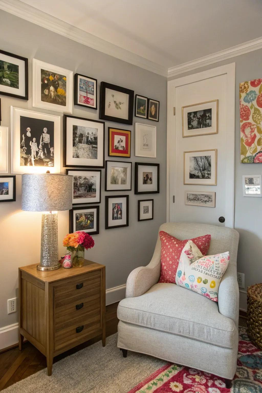 An artwork display adds character and flair to any corner.