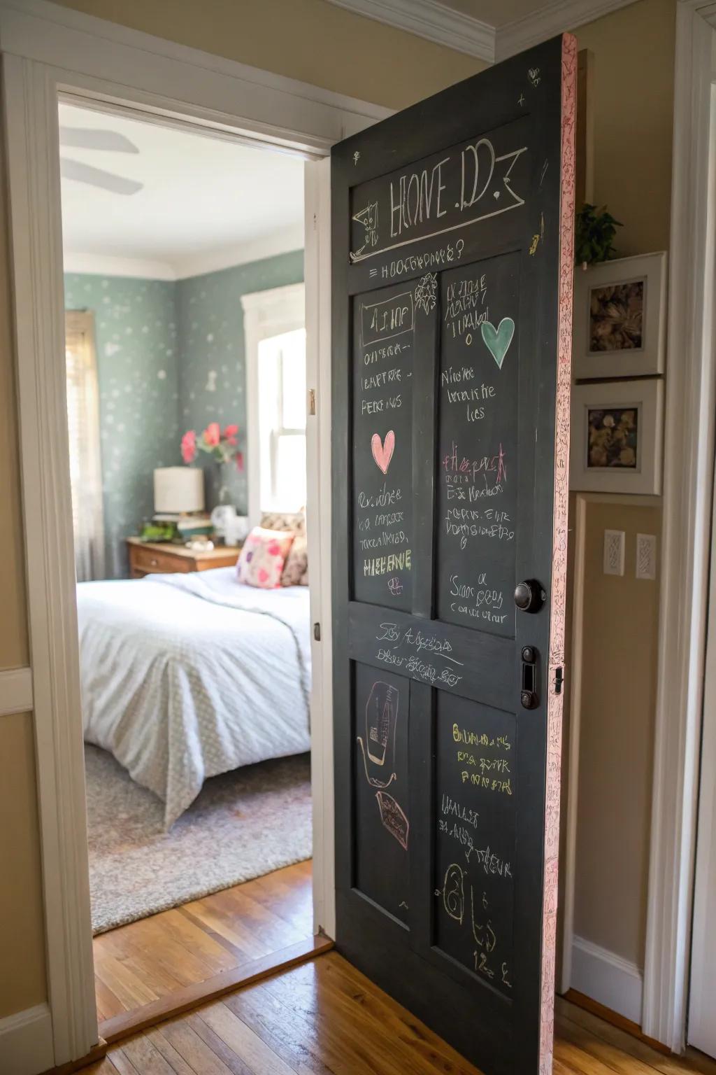 Blackboard coating transforms your door into an imaginative and useful space.