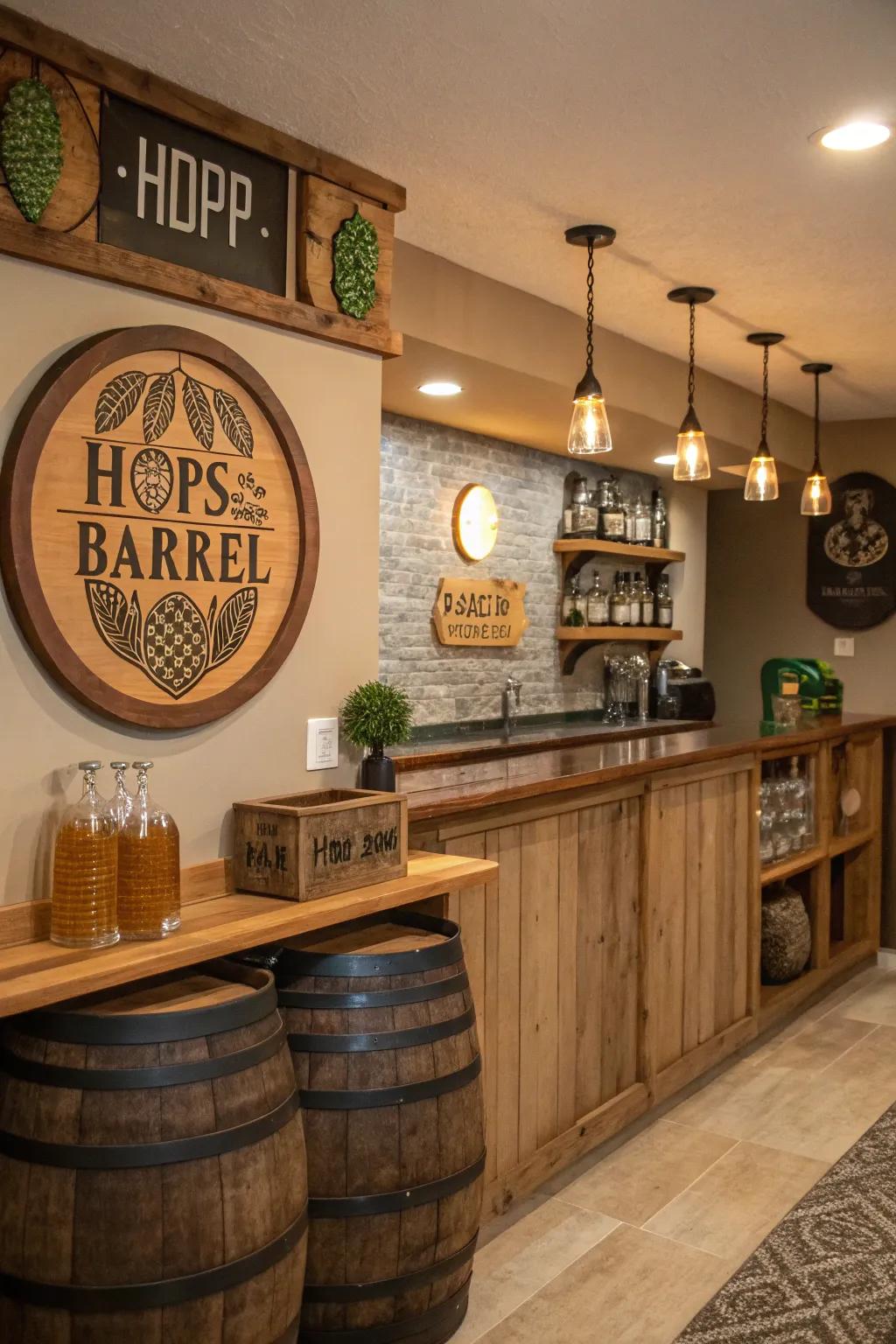 Styled drink decoration provides a country touch to your bar.