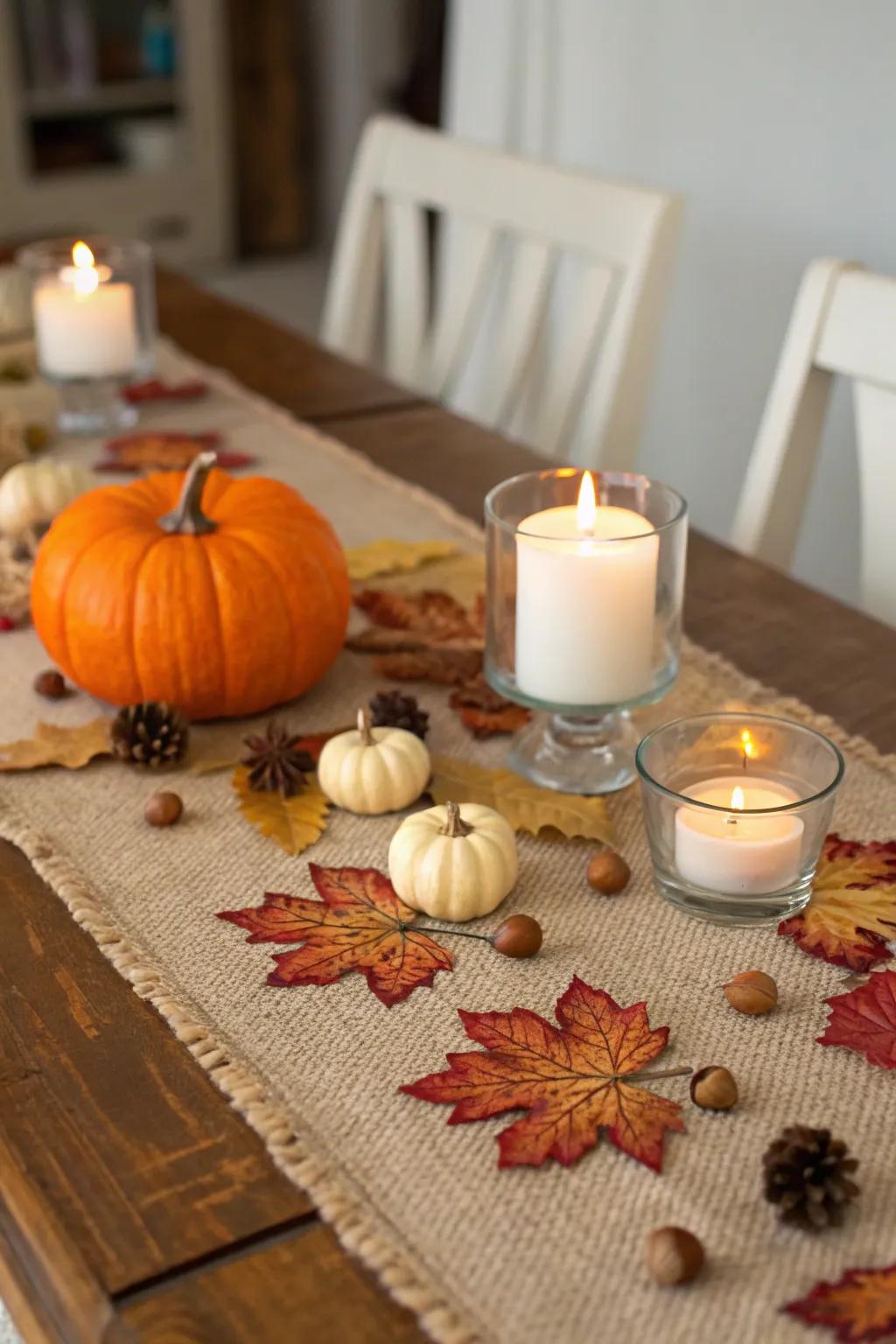 Enhance your dining experience with an autumn-inspired table arrangement.