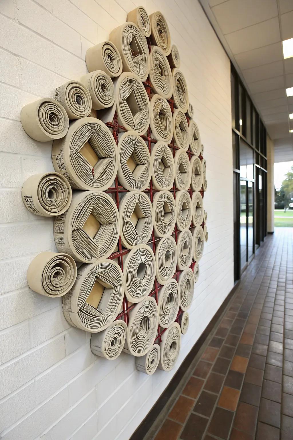 Turning newspapers into distinctive wall art.