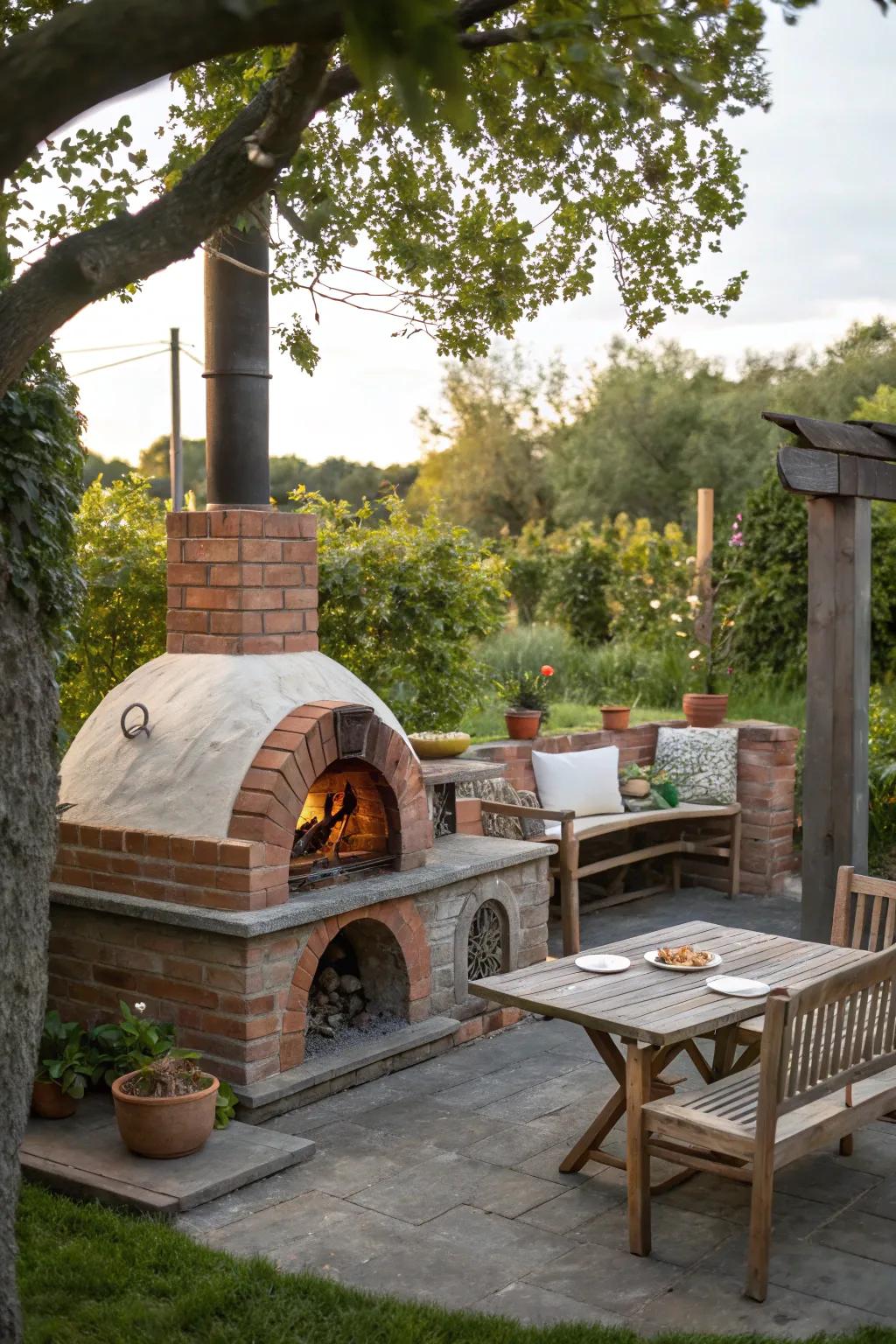 Enjoy specialty pizzas and more using a charming pizza oven.