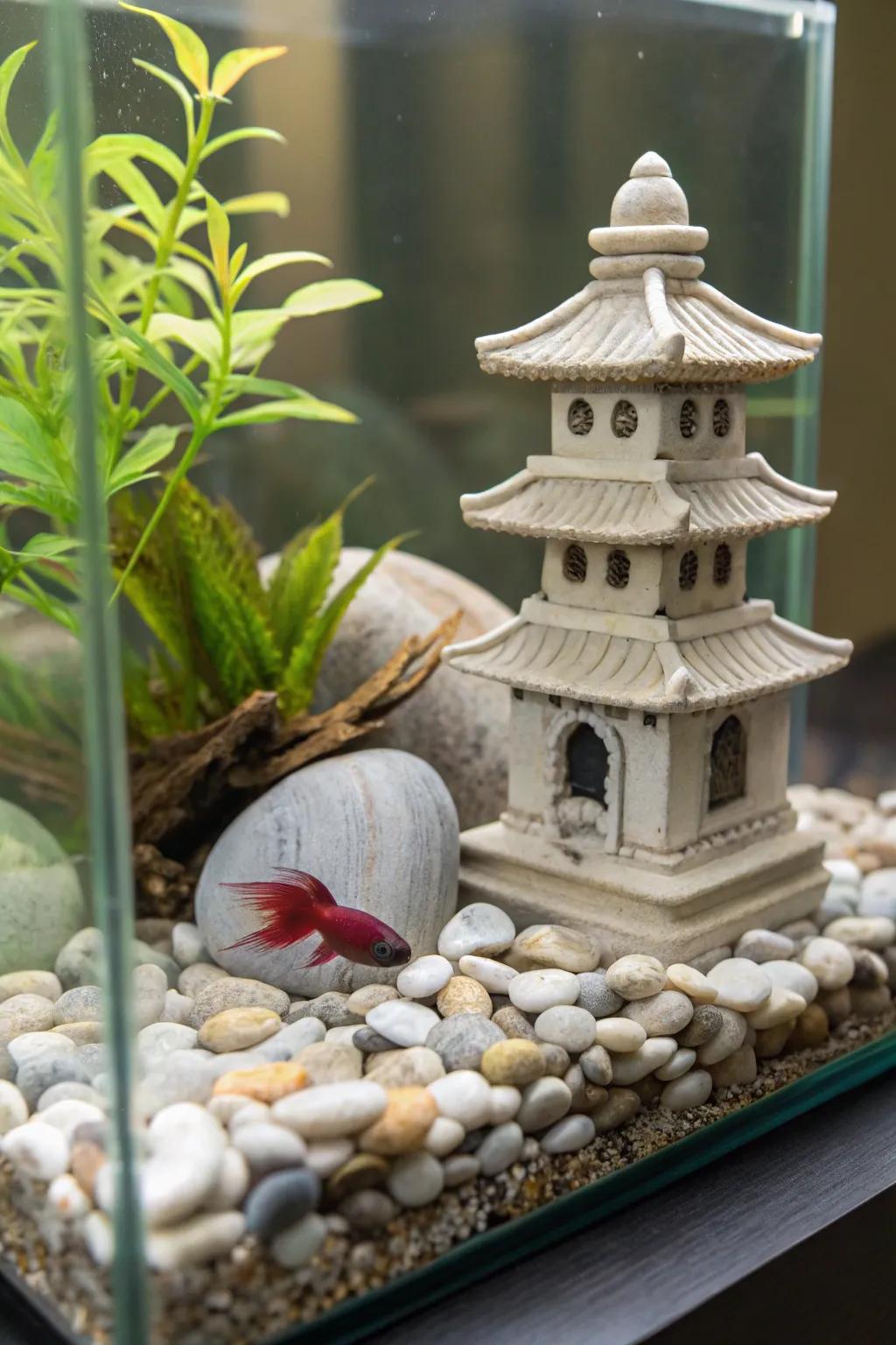 Encourage serenity through a tank inspired by tranquil rock gardens.