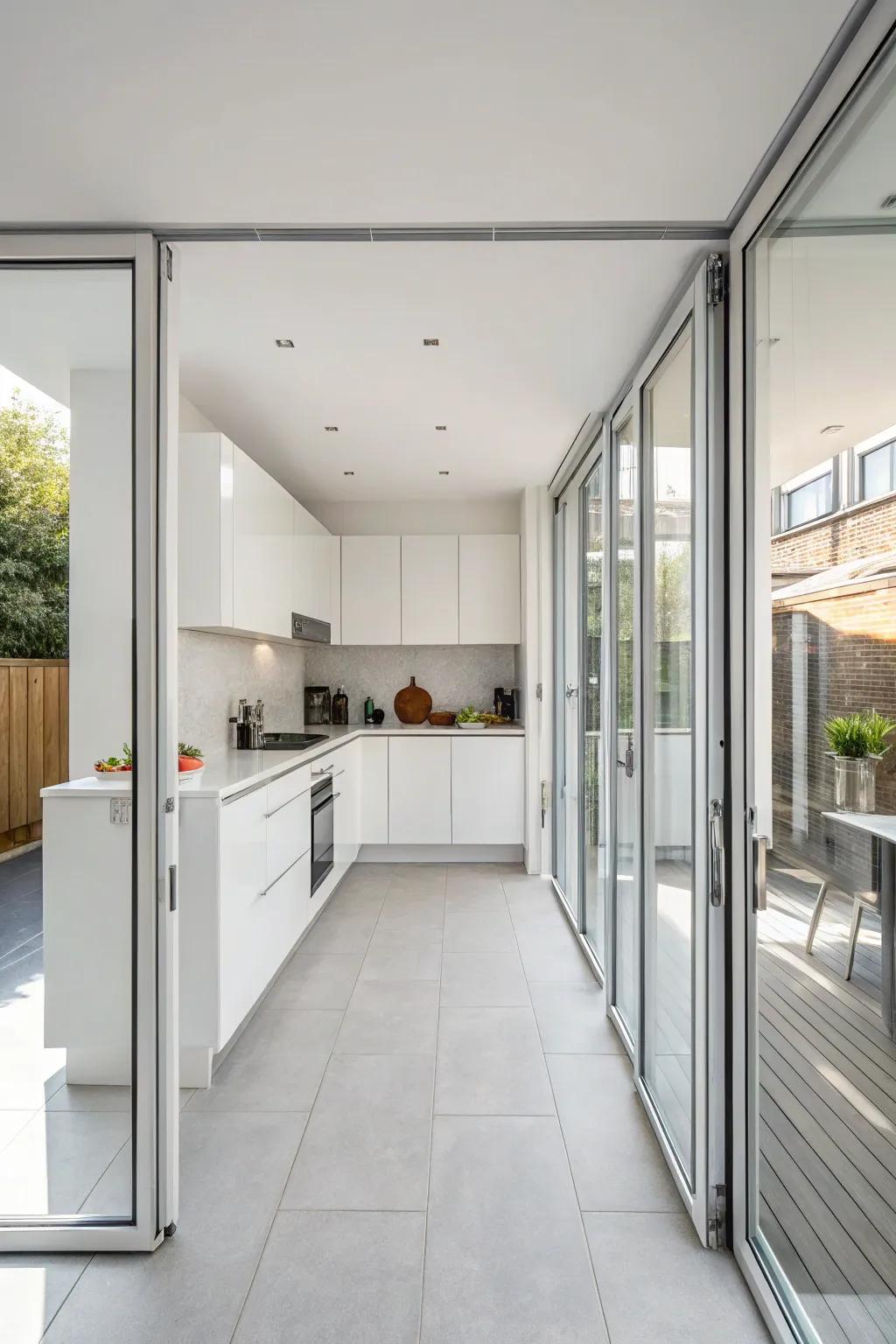 Achieve an understated elegance with bifold doors framed in aluminum.