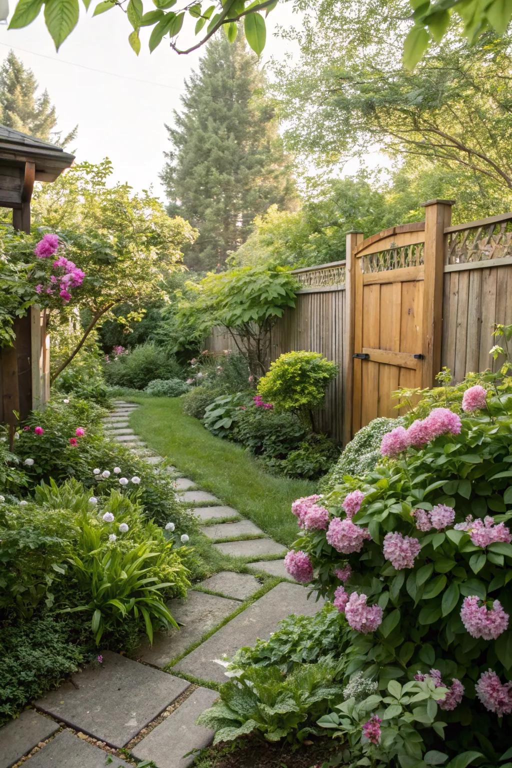 Abundant landscaping brings vibrancy and tranquility to your backyard.