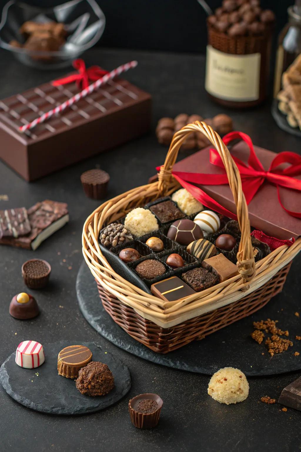 A chocolate lover's ideal paradise, all in one basket.