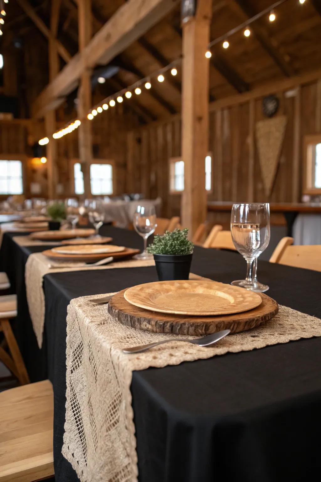 Country appeal featuring black and homespun.