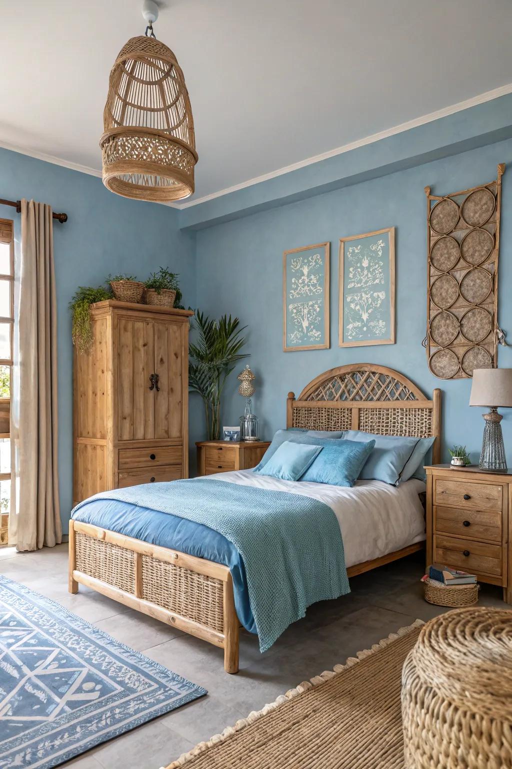 Organic textures blend seamlessly with blue hues.