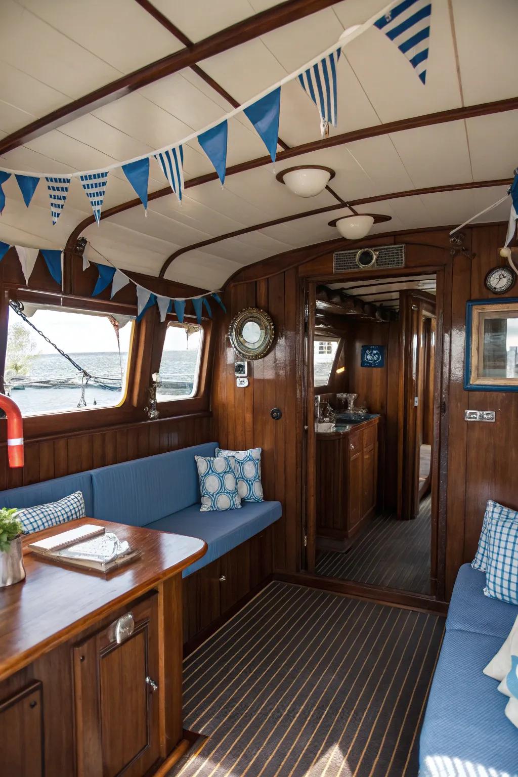 Sea-inspired materials and surface finishes produce a classic appearance.