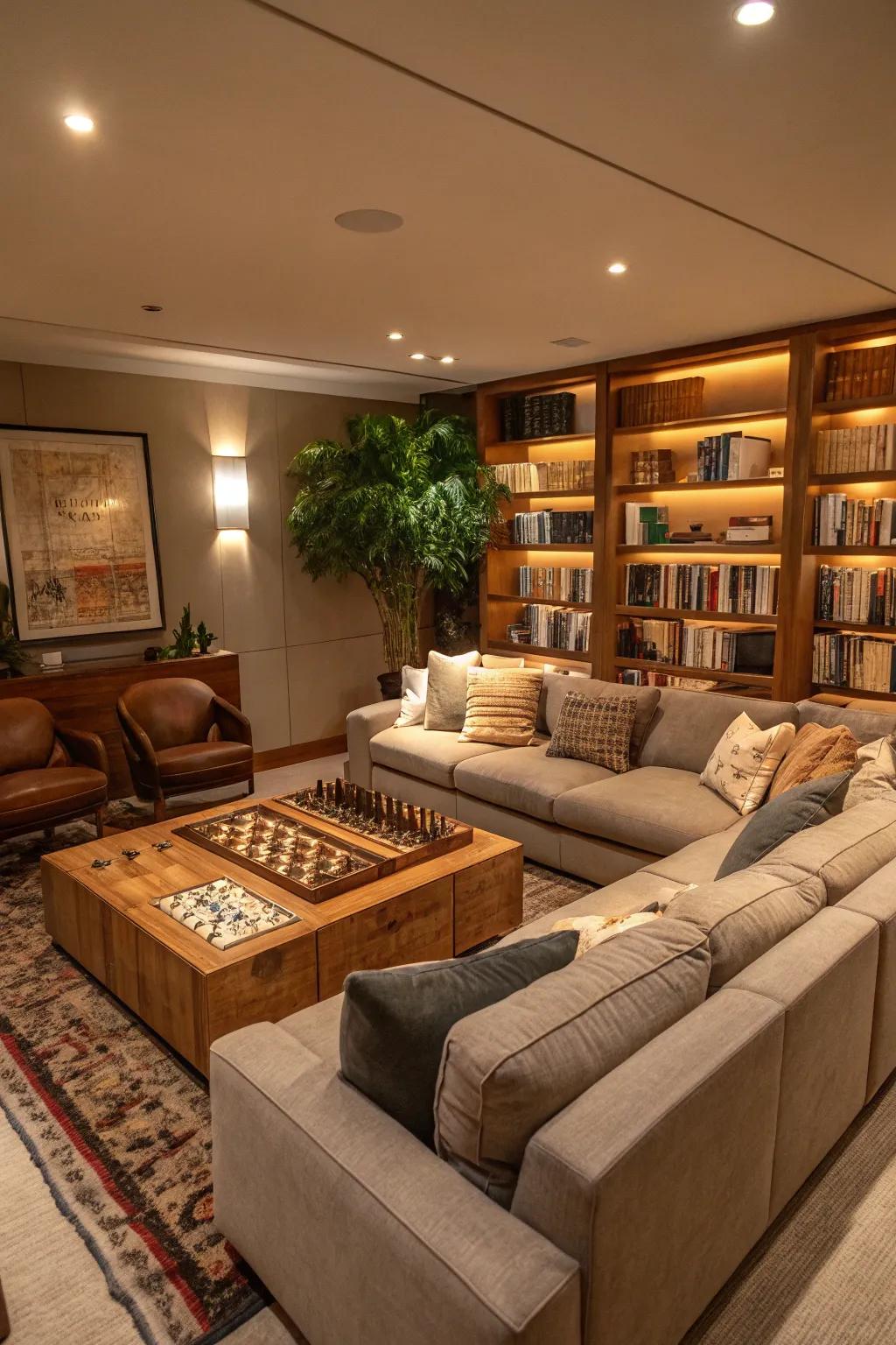 A relaxing lounge area perfect for unwinding in the game room.