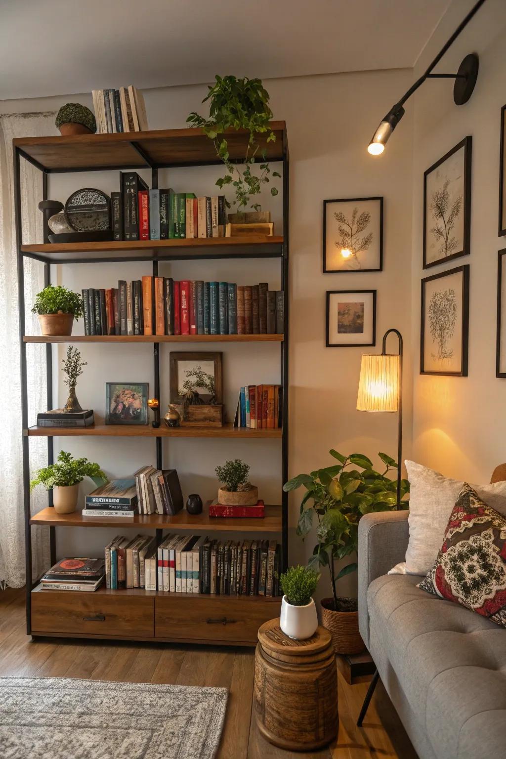 Elevate your book display with decorative elements.