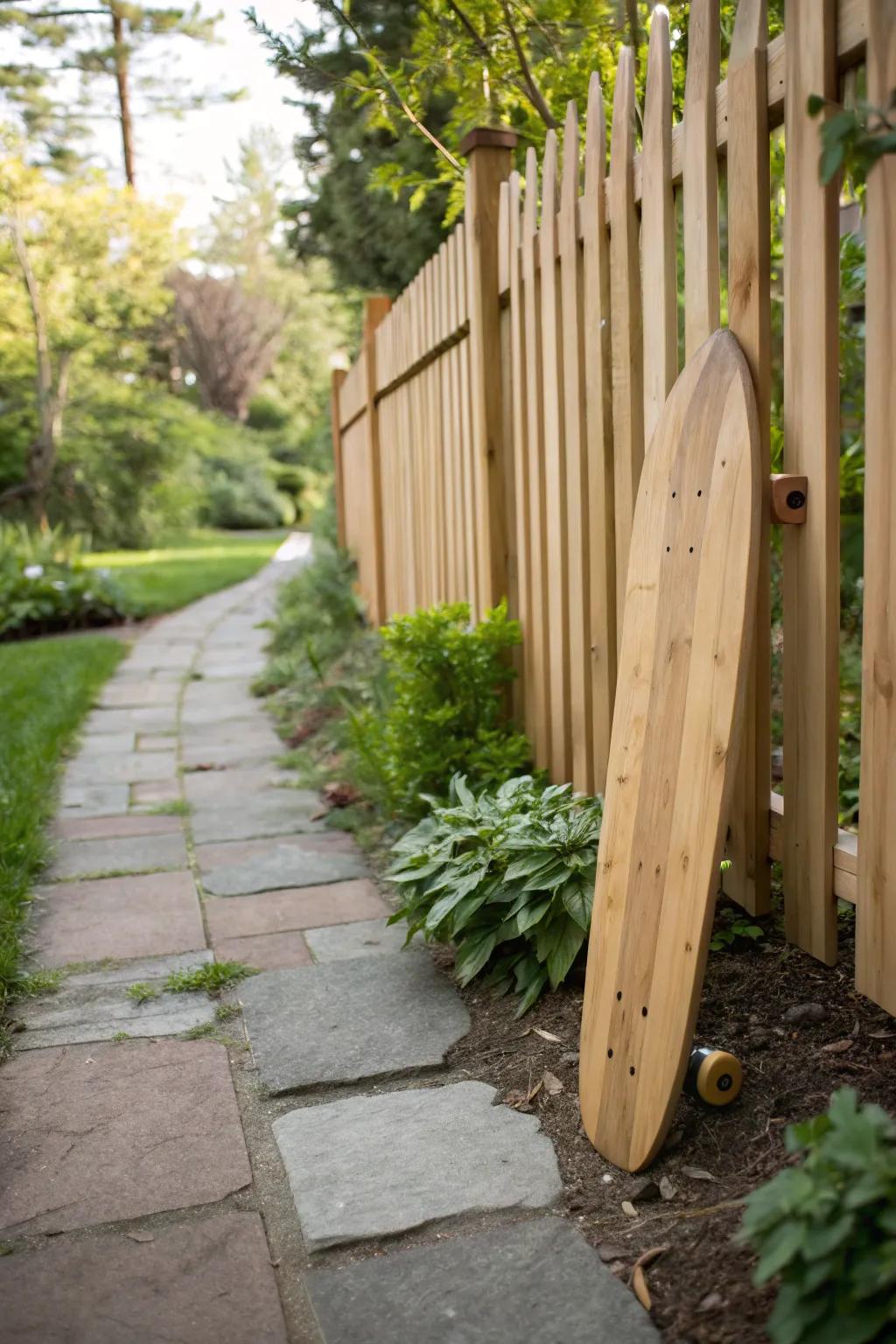 A wooden barrier provides a tidy, unified visual.