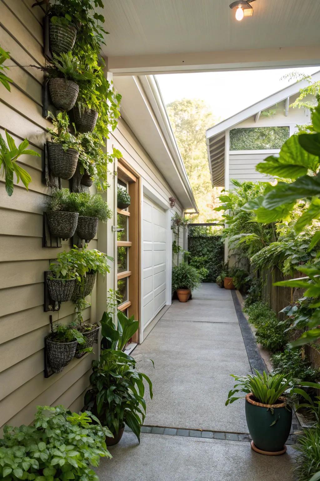 A lush green oasis breezeway that revitalizes and refreshes the surrounding space.