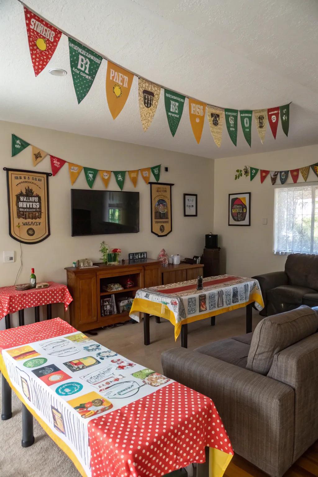 Beer-themed decorations setting just the right mood for the party.