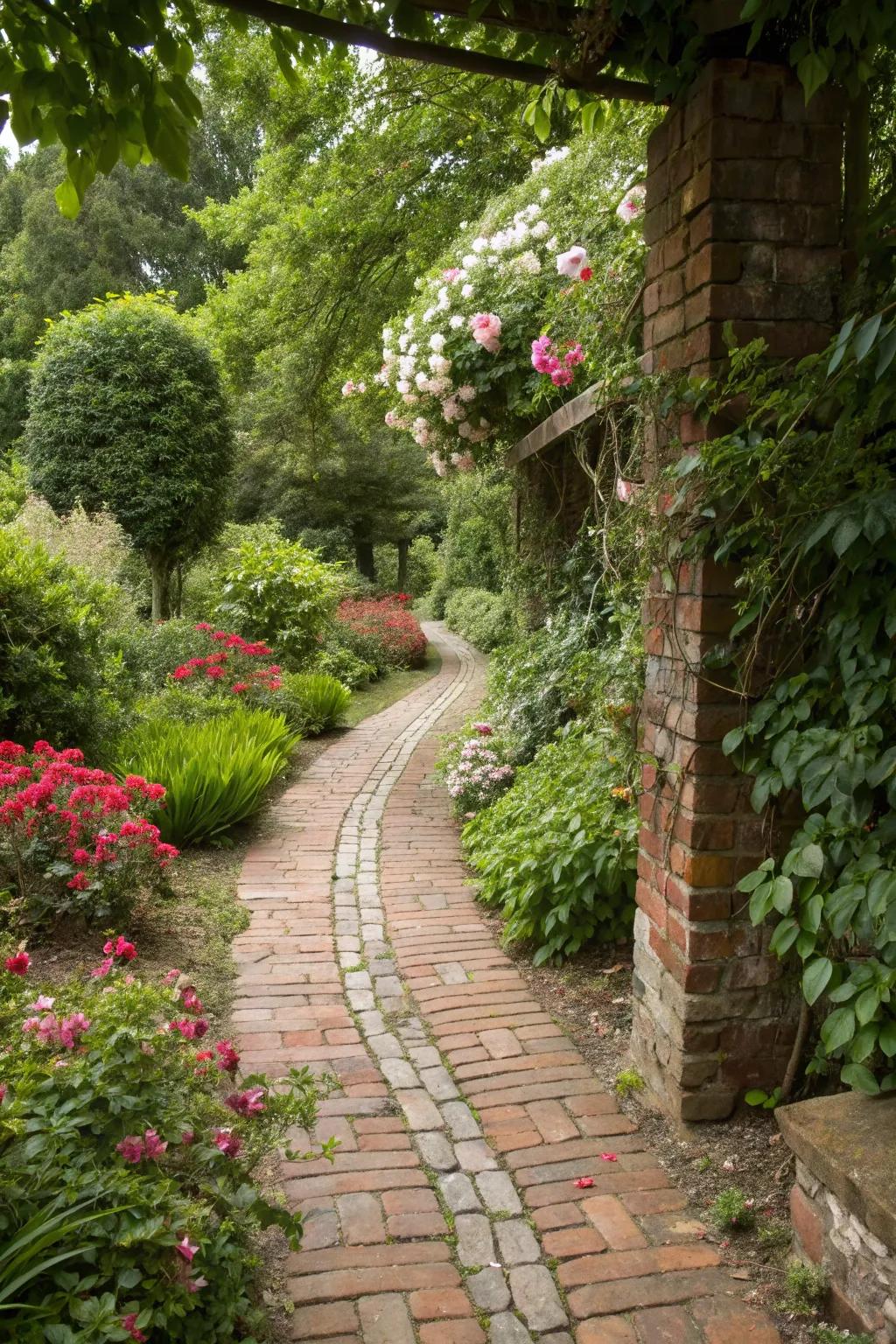Blending resources such as brick and stone produces a distinct outdoor charm.