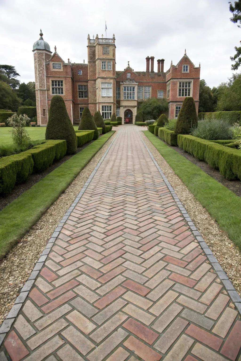 Bordered herringbone: Ideal for a stately entrance.