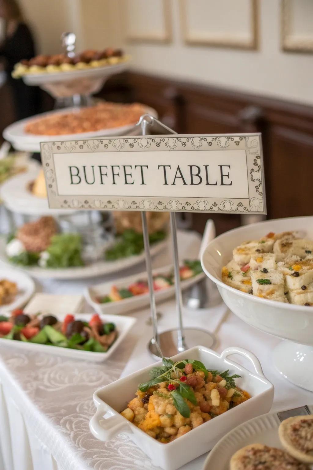 Individualized labels contribute a thoughtful nuance to your buffet presentation.