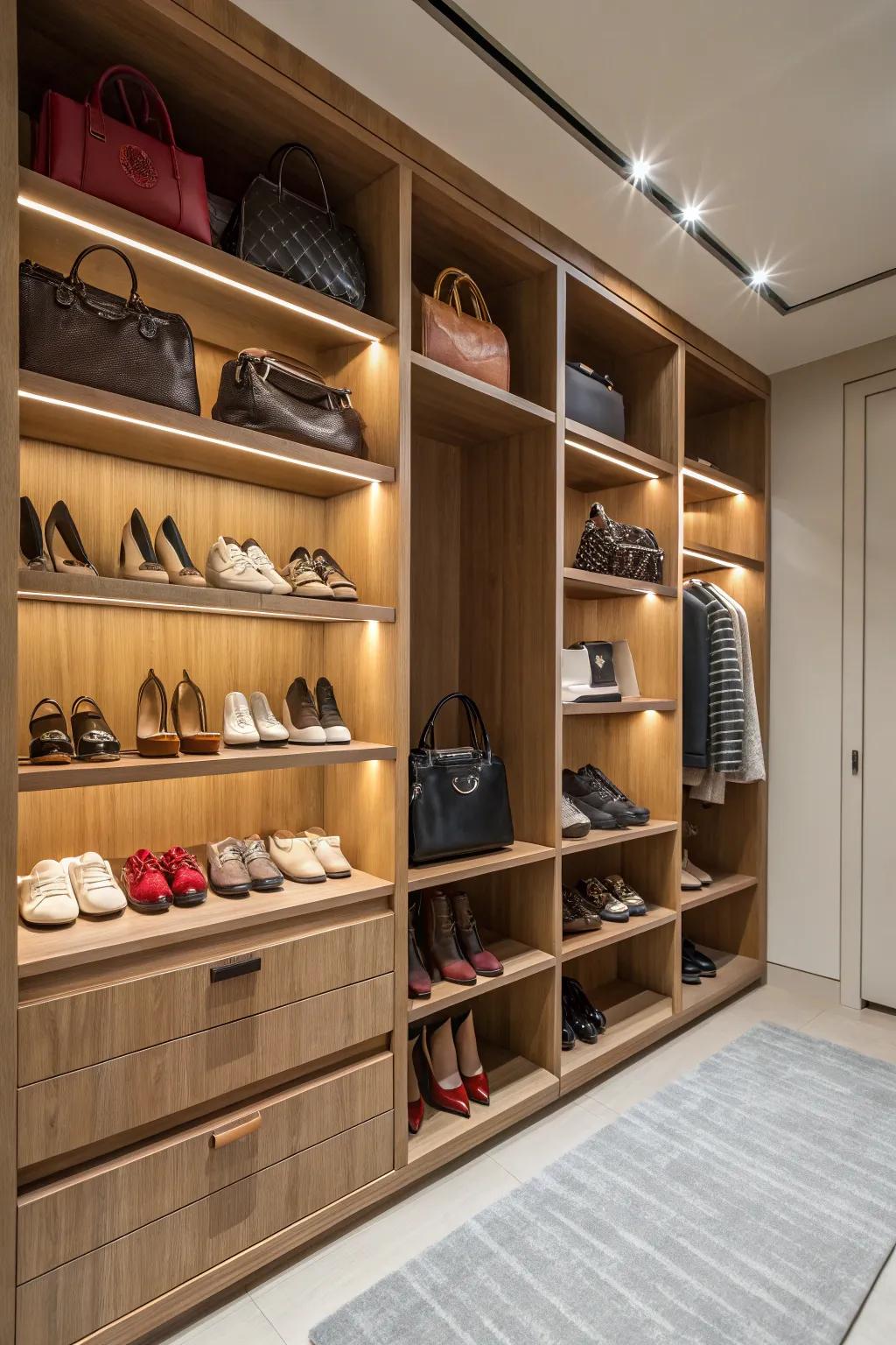 Adaptable shelves offer versatile storage solutions.