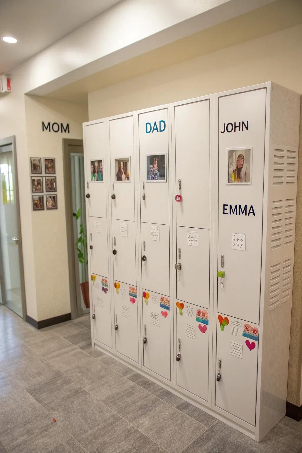 Individualized storage sections for each family member.