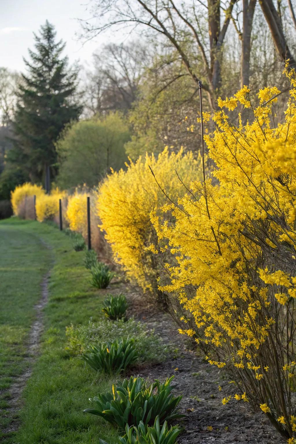 Golden bells adds a cheerful touch to any border.