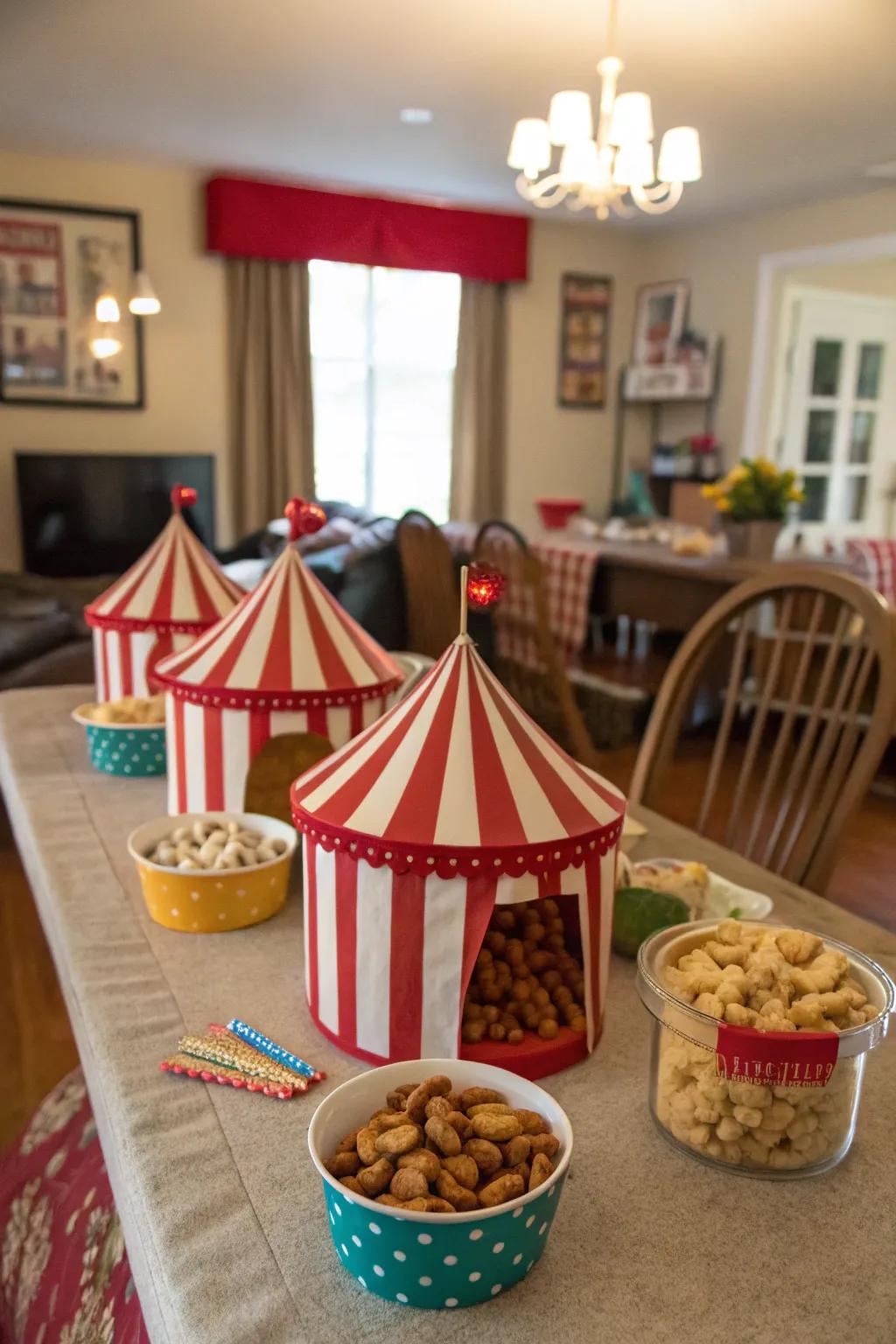 Small pavilions transport the carnival spirit to your dining surface.