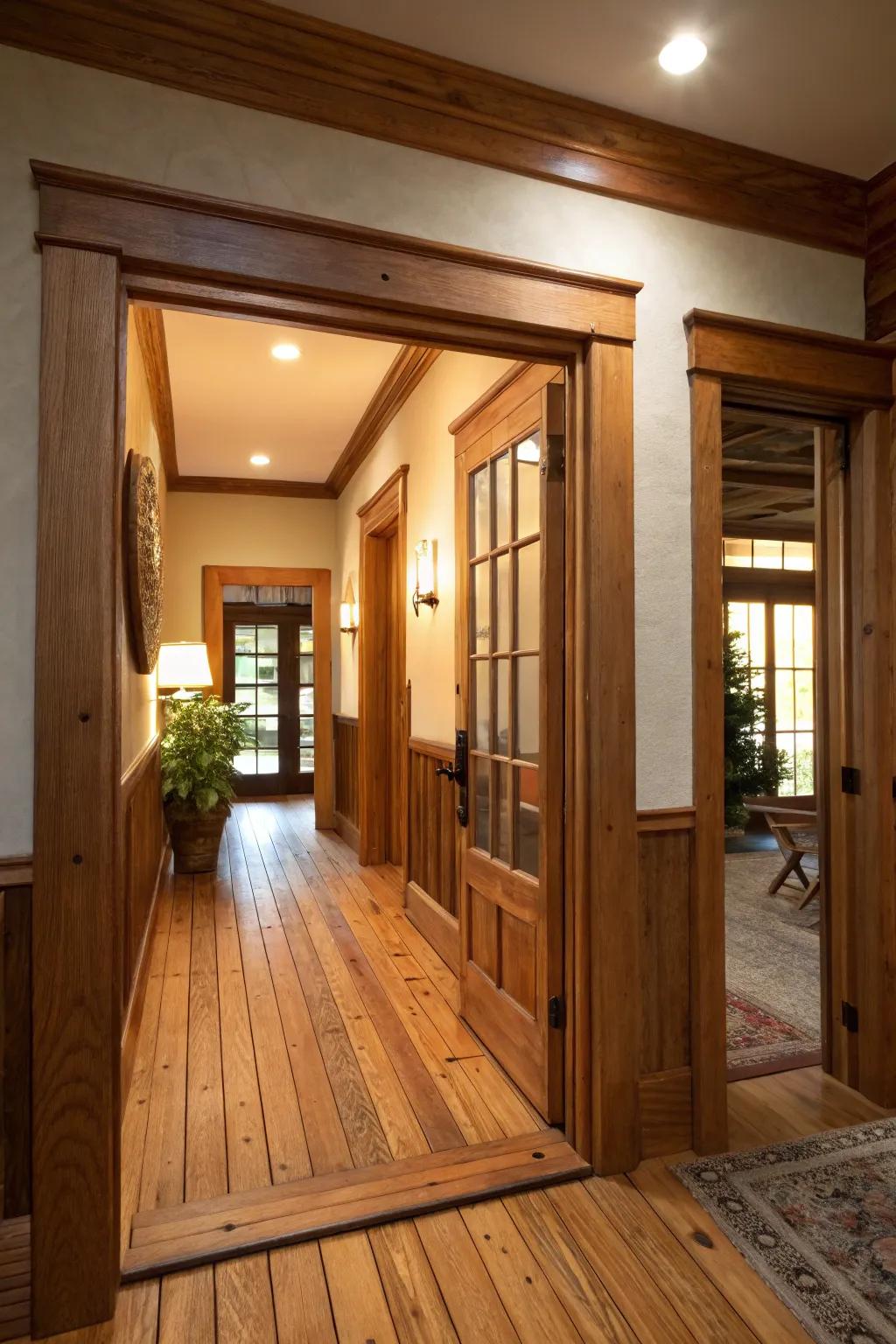 Organic timber aesthetics infuse warmth and uniqueness into interiors.