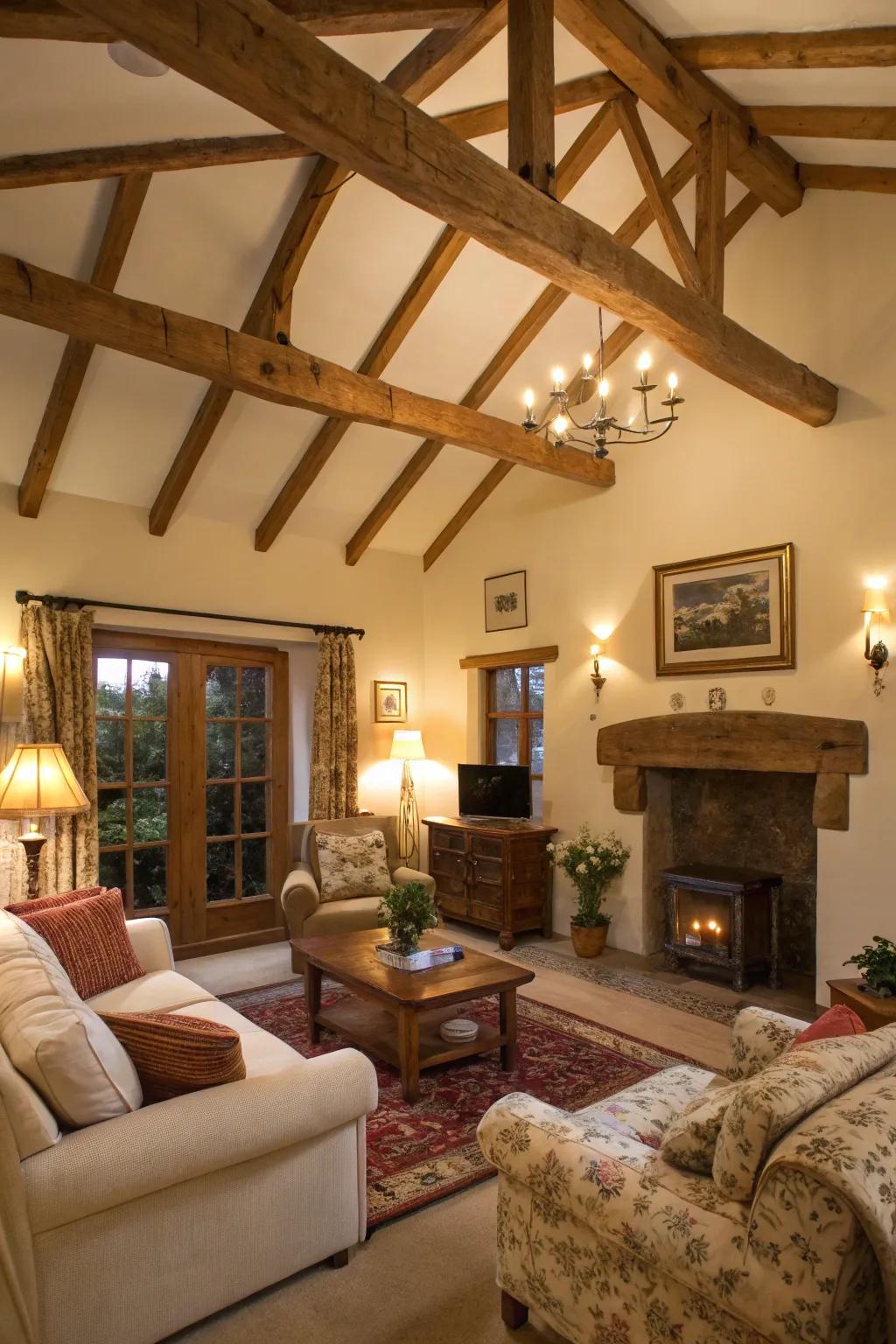 A living area exhibiting timber planks that bring an inviting and comforting atmosphere.
