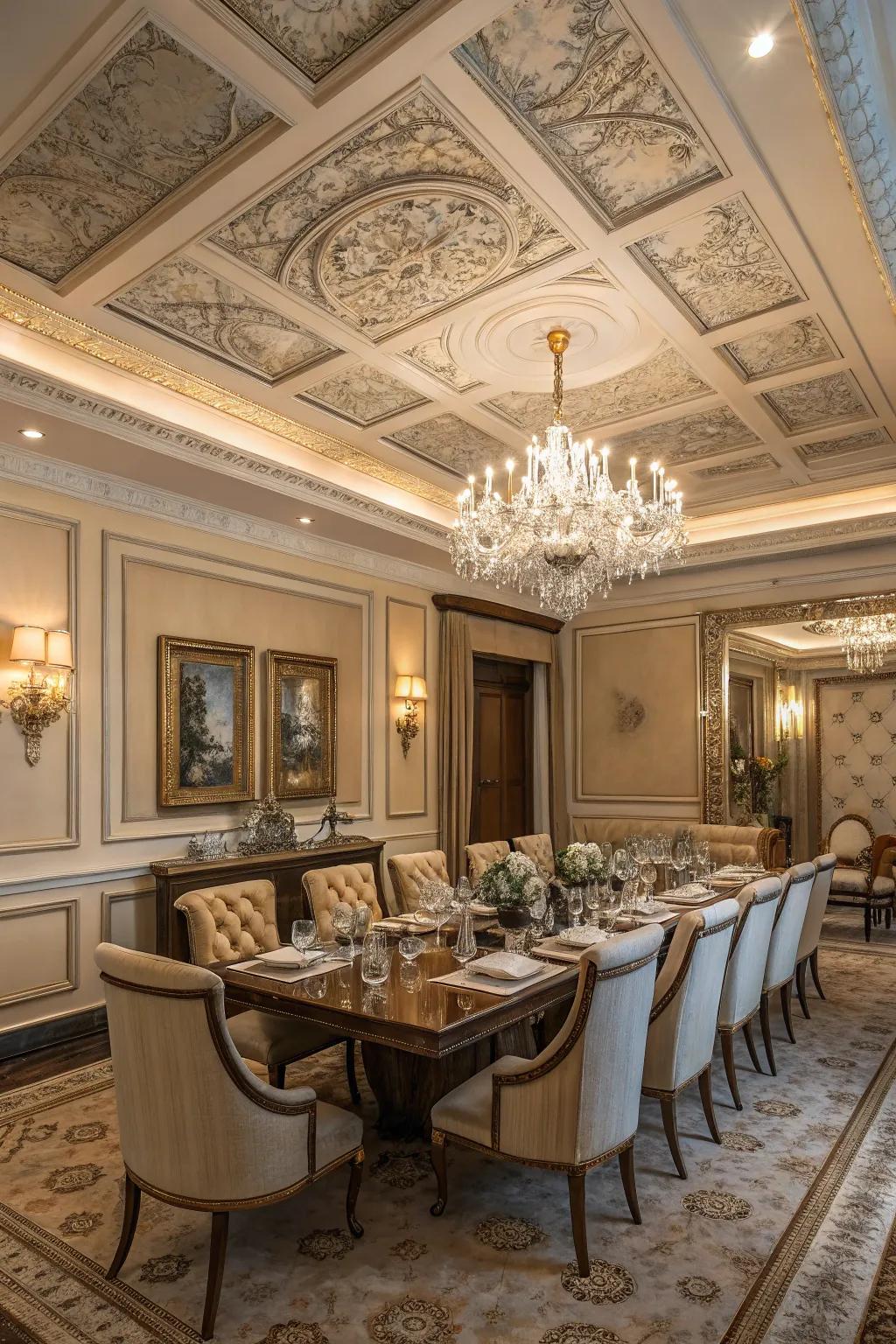 Coffered ceilings offer a blend of elegance and structure.