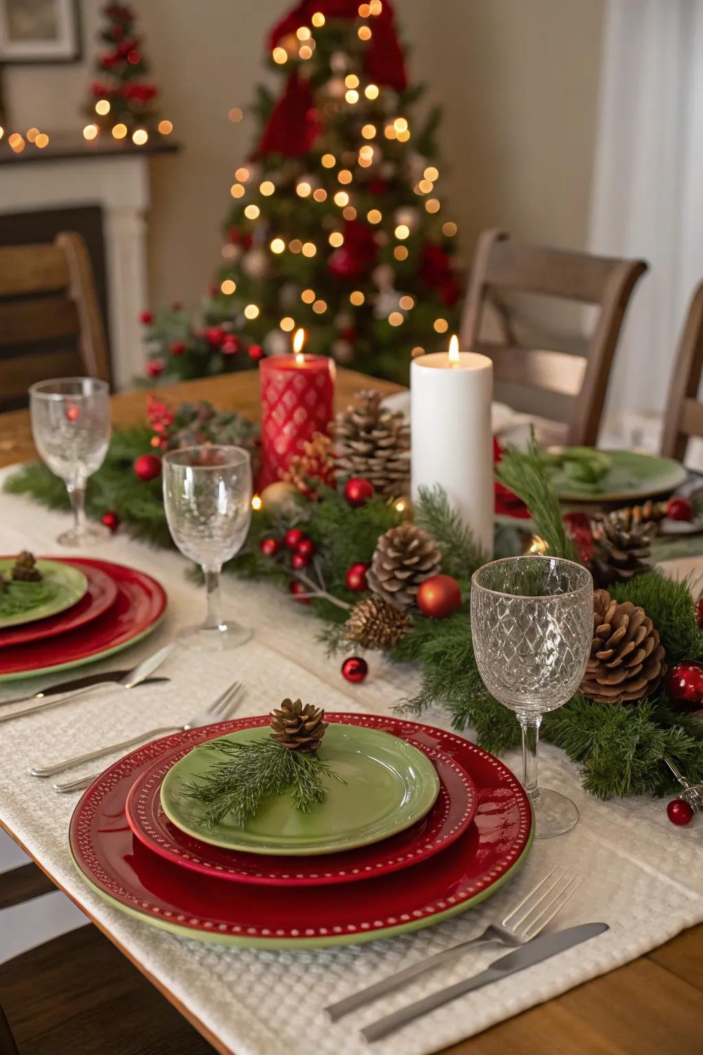 Rich reds and greens lend your table a festive air.