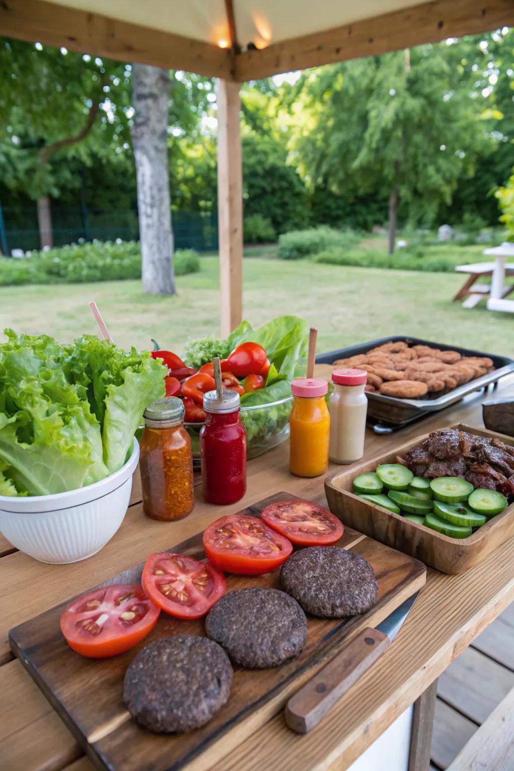 Design your own burger masterpiece with a DIY burger bar.