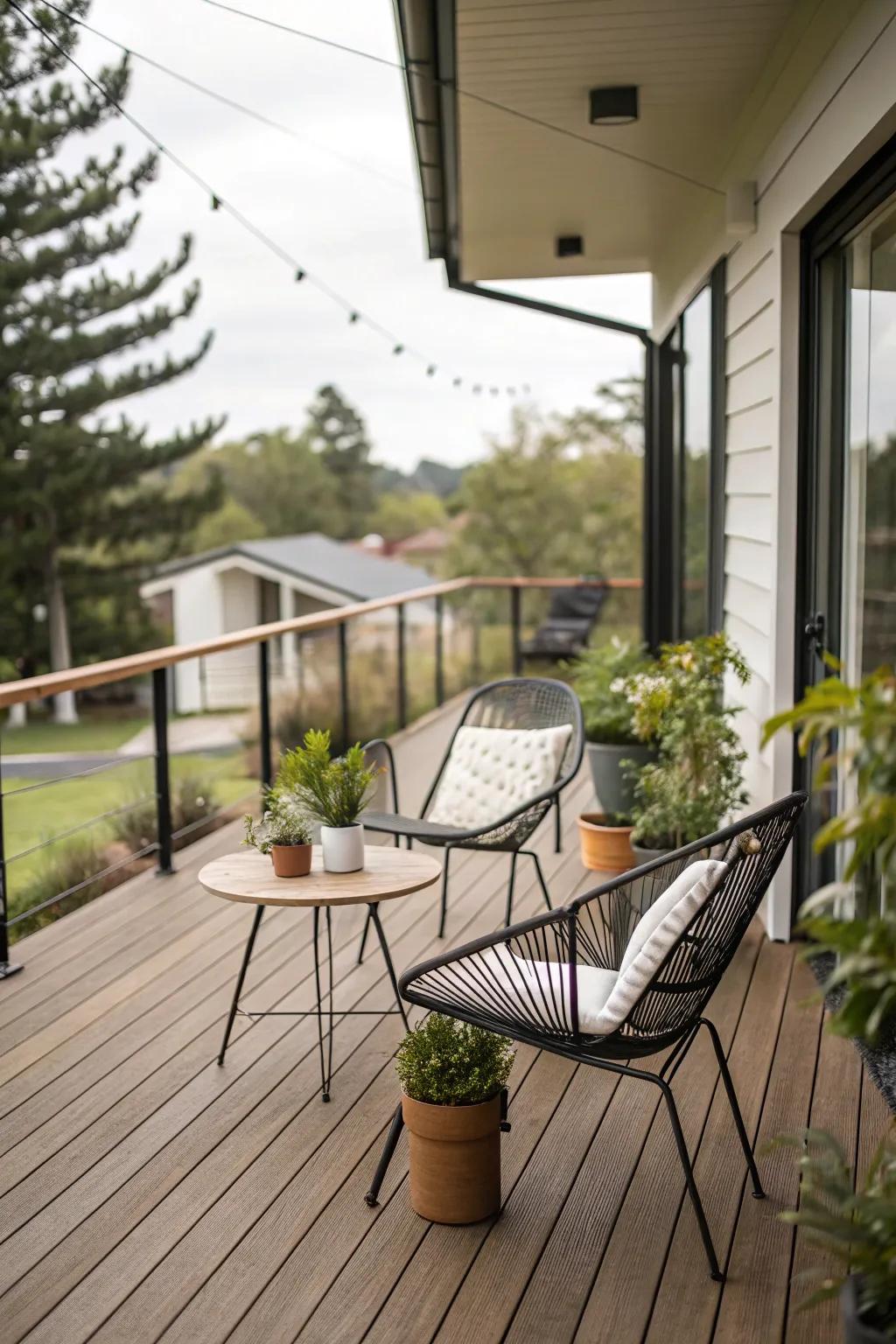 Traditional timber decking providing an undying patio aesthetic.
