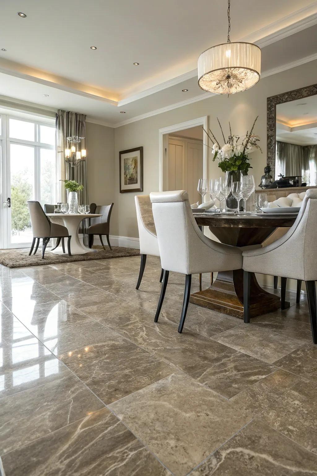 Laminate flooring simulates elegance at a much lower price.