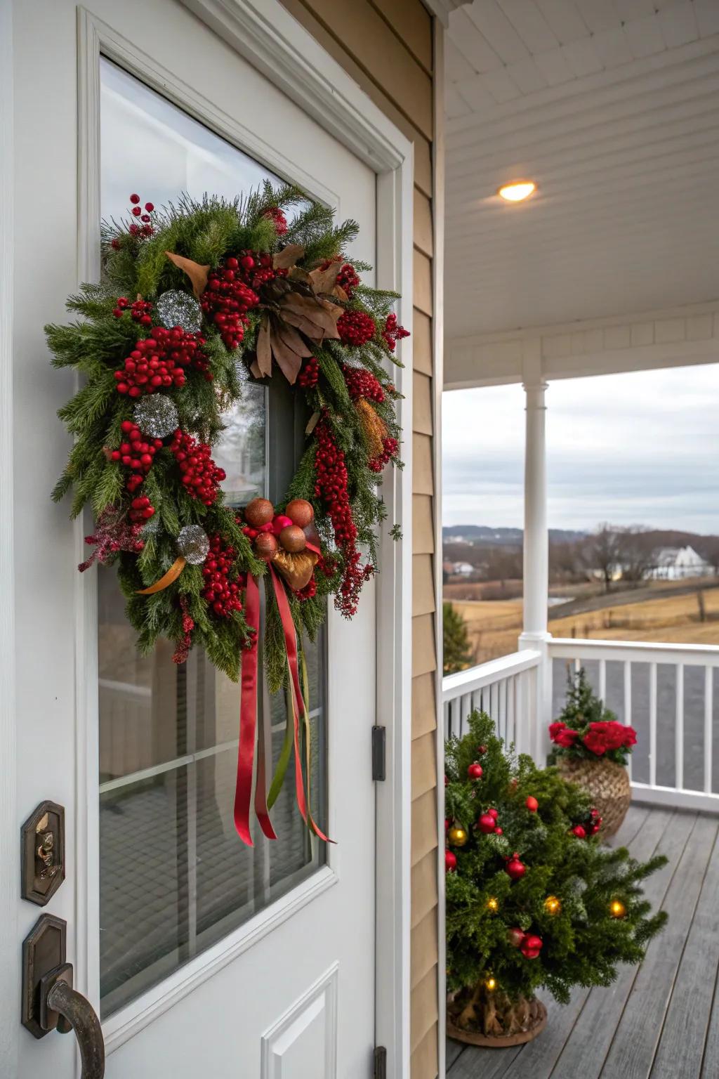 An inviting chaplet extends a warm salutation to visitors.