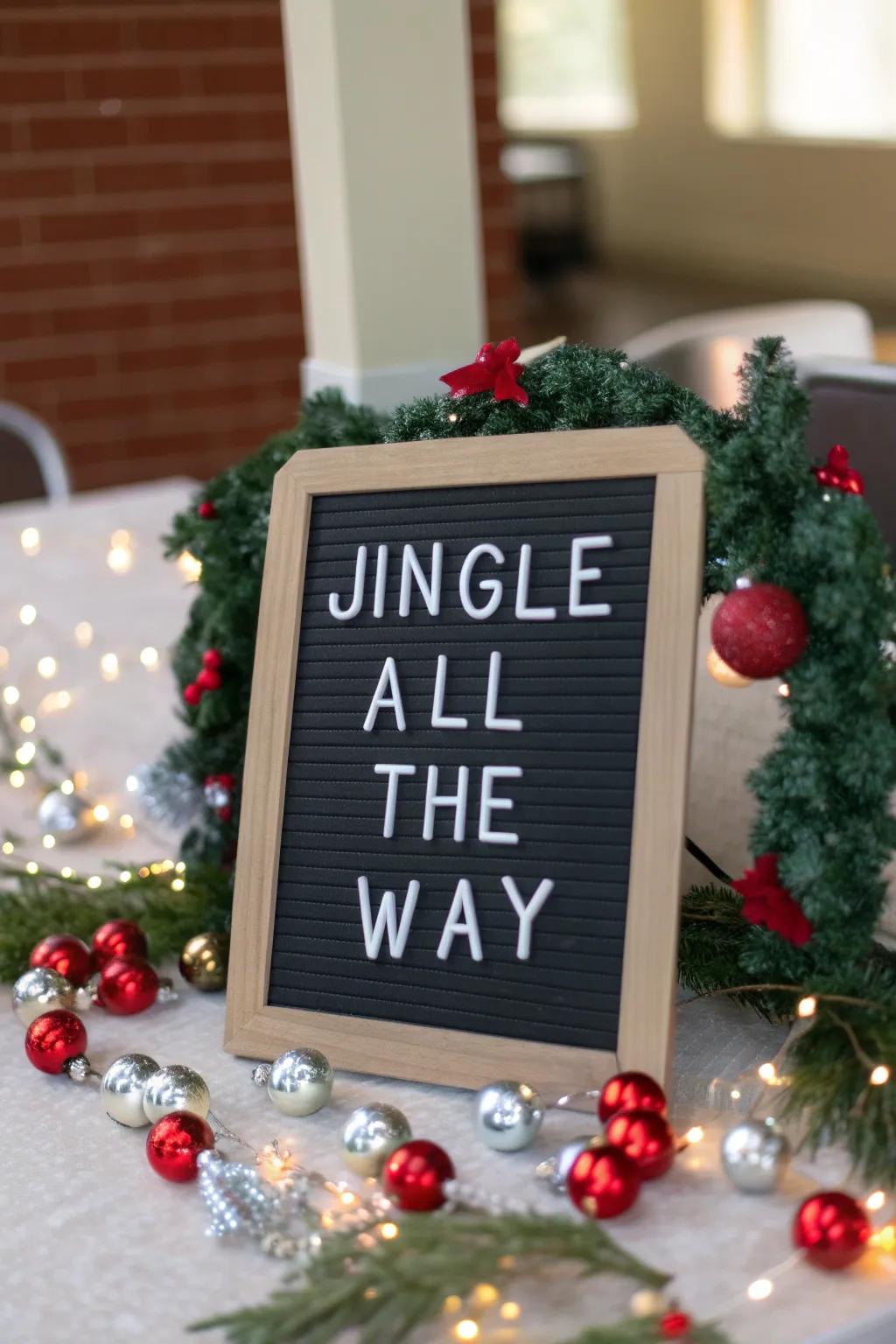 A vibrant 'Ring the Bells' message board with jingle bells included, bringing musical charm.