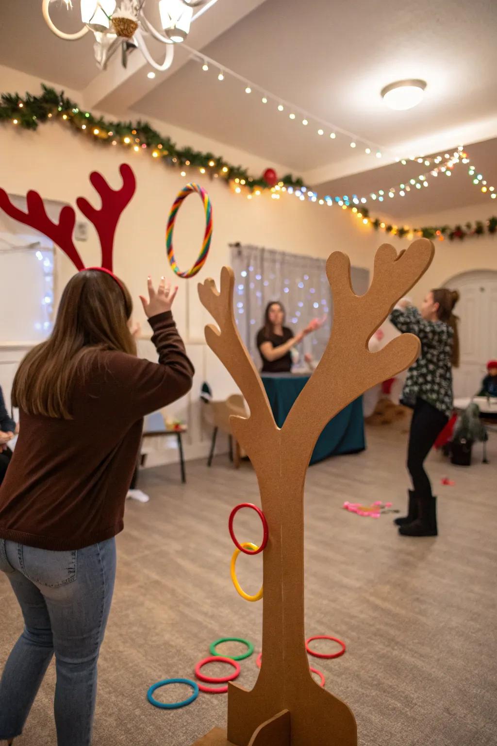 Buck toss game instilling delight and challenge into the Noel Games.