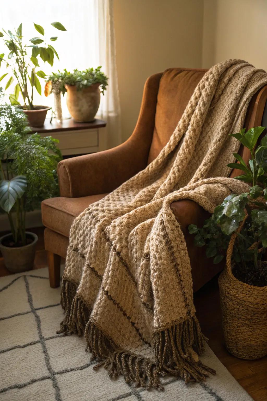 Earthy shades infuse warmth and naturalness inside.